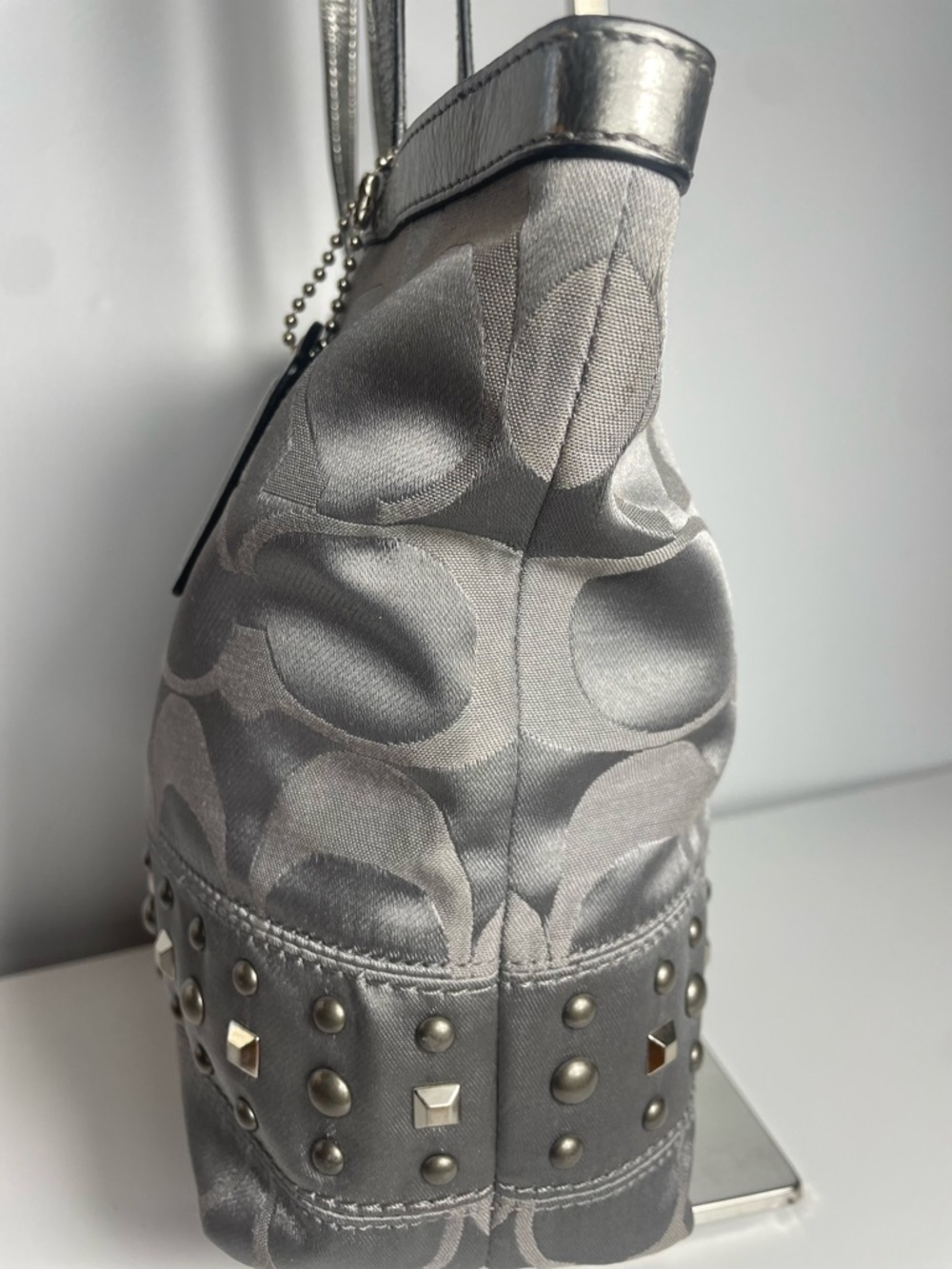 Coach Signature Studded Tote Purse - Picture 8 of 11
